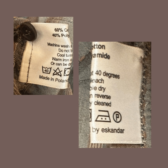 Eskandar Tunic Shirt | Striped Gray Burgundy | Size 1 | Vintage - Picture 2 of 4